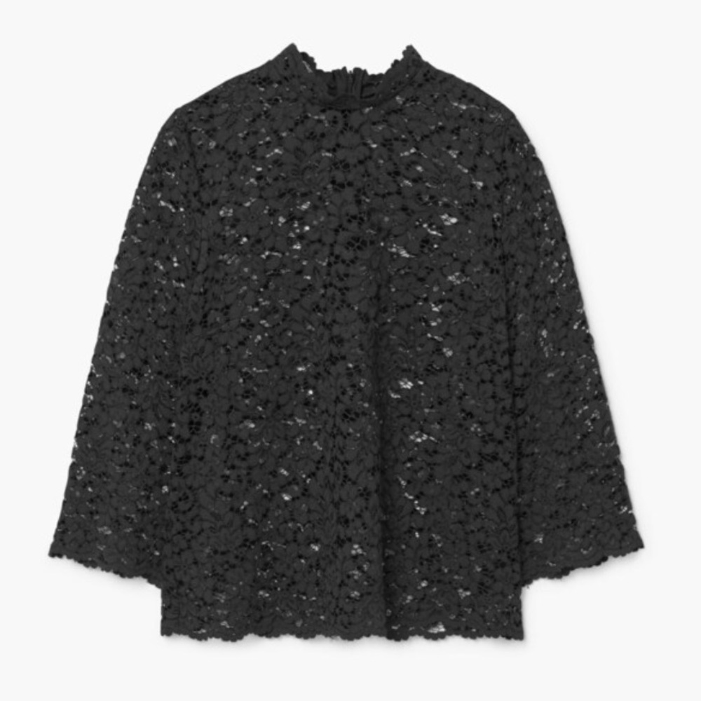 Black Top in Guipure Lace w/ Mock Neck from Mango